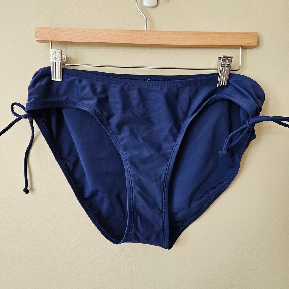 NWT Motherhood Maternity Blue Side Tie Bikini Bottoms, Size Large